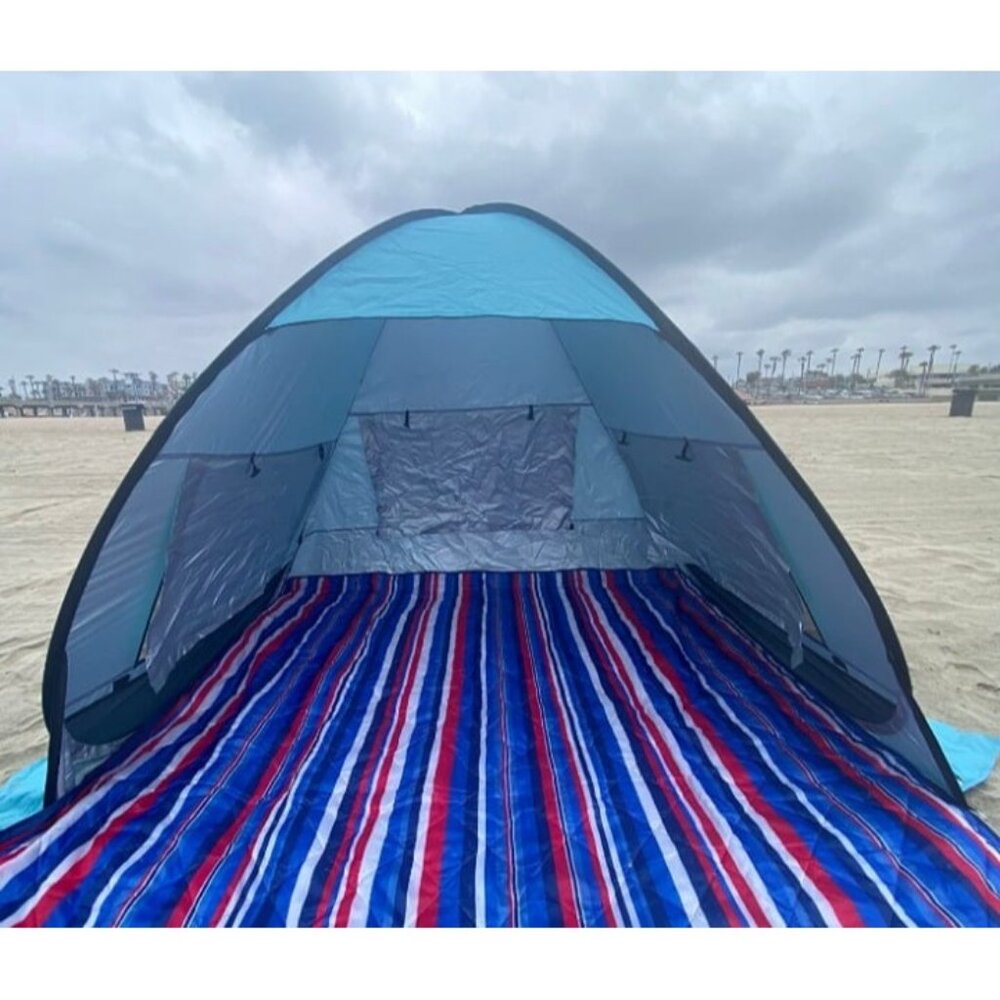 UPF 50+ Pop Up Beach Tent, Easy Set Up Beach Umbrella, Sun Shelter for 2-3